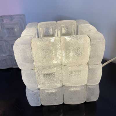 pair lamps cube murano glass poliarte longobard italy 1970