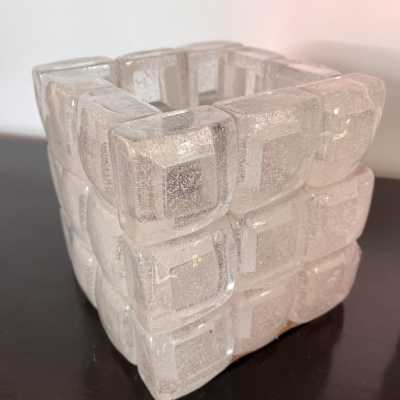 pair lamps cube murano glass poliarte longobard italy 1970