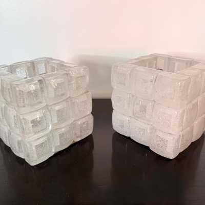 pair lamps cube murano glass poliarte longobard italy 1970