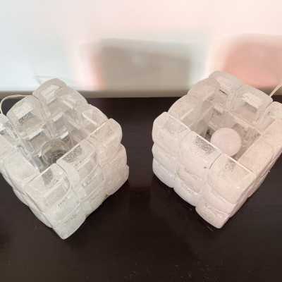 pair lamps cube murano glass poliarte longobard italy 1970