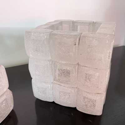 pair lamps cube murano glass poliarte longobard italy 1970