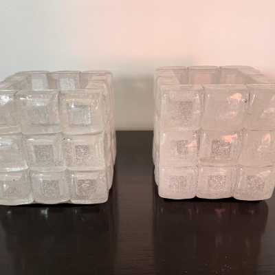 pair lamps cube murano glass poliarte longobard italy 1970