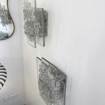 sconces lamps pair pavo poliarte murano glass italy 1970 albano polished