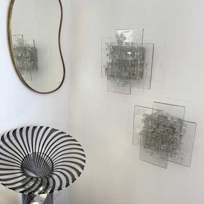 sconces lamps pair pavo poliarte murano glass italy 1970 albano polished