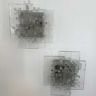 sconces lamps pair pavo poliarte murano glass italy 1970 albano polished