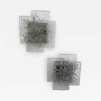 sconces lamps pair pavo poliarte murano glass italy 1970 albano polished