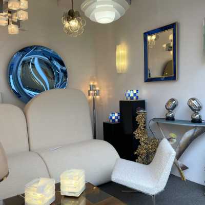 lamps pair metal chrome reggiani space age italy 1970