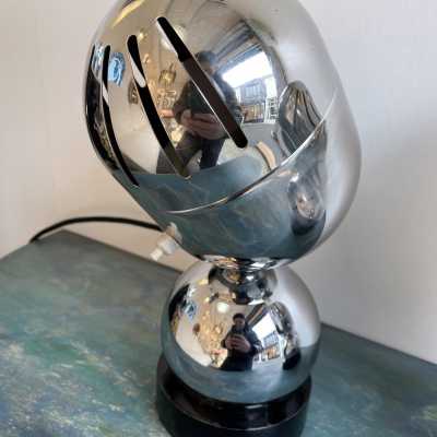 lamps pair metal chrome reggiani space age italy 1970