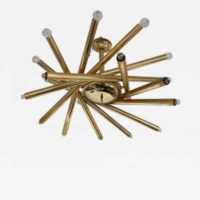 Sputnik suspension chandelier in brass and glass. Italy 1950 stilnovo arredoluce arteluce sciolari reggiani 1960 1970