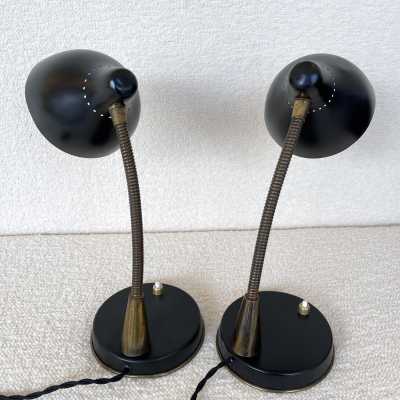 pair lamps lacquered metal brass stilnovo italy 1950 1960 mid century