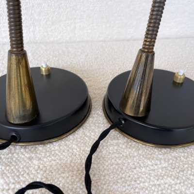 pair lamps lacquered metal brass stilnovo italy 1950 1960 mid century