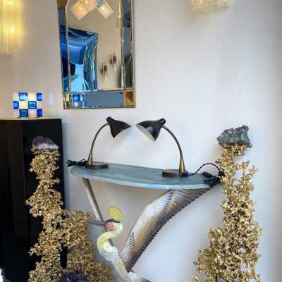 pair lamps lacquered metal brass stilnovo italy 1950 1960 mid century