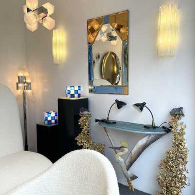 pair lamps lacquered metal brass stilnovo italy 1950 1960 mid century
