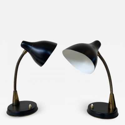 pair lamps lacquered metal brass stilnovo italy 1950 1960 mid century