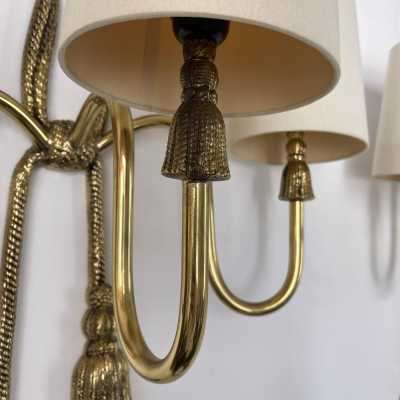 sconces lamps pair gilded bronze brass knot rope valenti spain 1980 1970