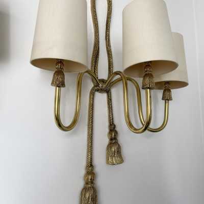 sconces lamps pair gilded bronze brass knot rope valenti spain 1980 1970