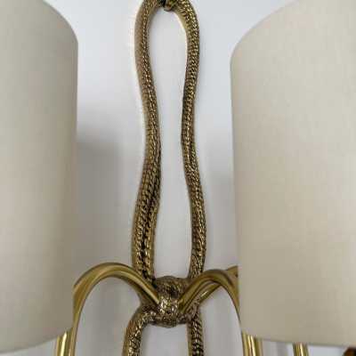 sconces lamps pair gilded bronze brass knot rope valenti spain 1980 1970