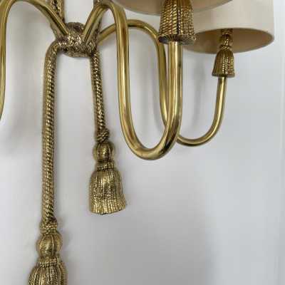 sconces lamps pair gilded bronze brass knot rope valenti spain 1980 1970