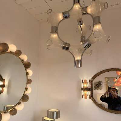 Chandelier or suspension in bubbled Murano glass and chromed metal by Aldo Nason for Mazzega. Italy 1970 carlo nason venini vistosi la murrina brass stainless steel wall lamps