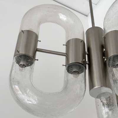 Mario Bellini, Harvey Guzzini, Luigi Massoni, Martinelli, Pierre Luster or Chain ring suspension in Murano glass and silver nickel-plated brass by Aldo Nason for Mazzega. Italy 1970. in the style of Venini, Veronese, La Murrina, Carlo Nason, Stilnovo, Joe Colombo, Arteluce, Arredoluce, Lumi, Luci, Rggiani, Sciolari, Werner Pantone, Luigi Colani, Raak, Angelo Lelii, Angelo Brotto, Esperia, Enrico Tronconi, Cardin, brass wall lamps mid-century modern space age chome metal