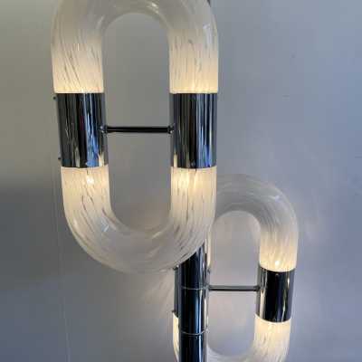 floor lamp lamp aldo carlo nason mazzega italy 1970 glass murano metal chrome brass