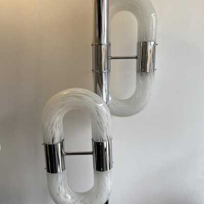 floor lamp lamp aldo carlo nason mazzega italy 1970 glass murano metal chrome brass