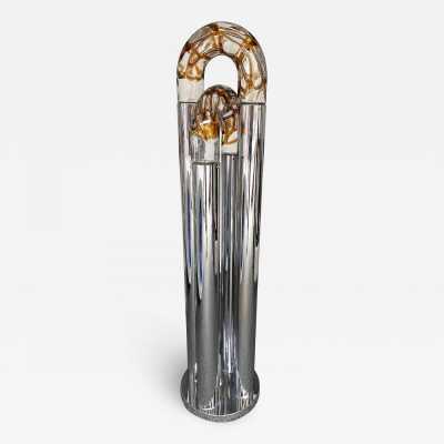 Chain Floor Lamp in Chrome Metal and Murano Glass. Aldo Nason for Mazzega. Italy 1970. in the style of Venini, La Murrina, Seguso, Carlo Nason, Poliarte, Esperia, Angelo Brotto, Stilnovo, Arteluce, Arredoluce, Artemide, Pierre Cardin, Lumi, Luci, Raak, Angelo Lelii, Francesco Bocola, Superstudio, Enrico Tronconi, Mario Bellini, Harvey Guzzini, Luigi Massoni, Martinelli, Fabio Lenci, Gio Ponti. Mid-Century Modern Space Age Brass Chandelier Lamps