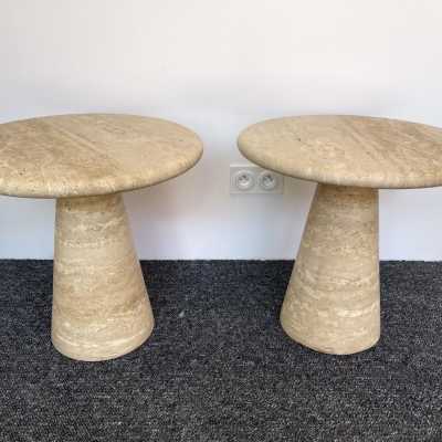 tables side tables pair nightstands travertine marble italy angelo mangiarotti 1970 1980