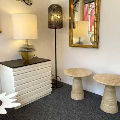 tables side tables pair nightstands travertine marble italy angelo mangiarotti 1970 1980