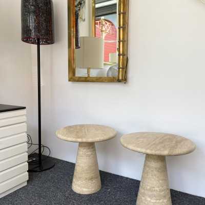 tables side tables pair nightstands travertine marble italy angelo mangiarotti 1970 1980