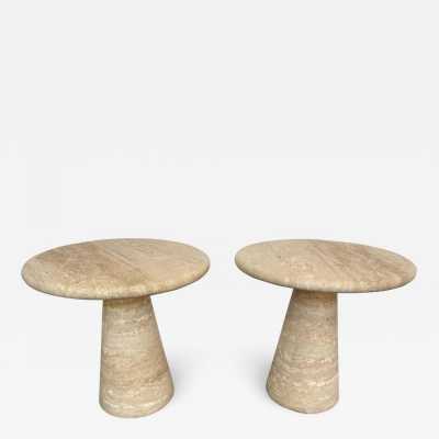 tables side tables pair nightstands travertine marble italy angelo mangiarotti 1970 1980