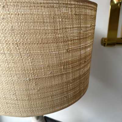 Pair of ceramic Cone table lamps by Antonio Cagianelli. Italy 2022. Contemporary work, limited edition of 10 copies. Pretty rattan raffia lampshades. Artist preserved in the permanent collections of the Museum of Decorative Arts in Paris. floor lamp chandelier mid-century modern terracotta brass contemporary art artist
