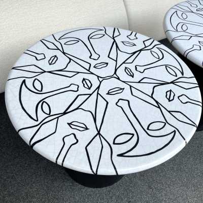 tables pedestal side tables ceramic metal face antonio cagianelli italy contemporary