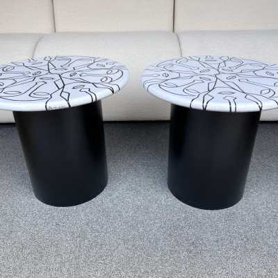 tables pedestal side tables ceramic metal face antonio cagianelli italy contemporary