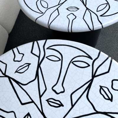 tables pedestal side tables ceramic metal face antonio cagianelli italy contemporary