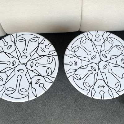 tables pedestal side tables ceramic metal face antonio cagianelli italy contemporary