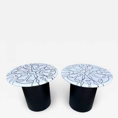 tables pedestal side tables ceramic metal face antonio cagianelli italy contemporary