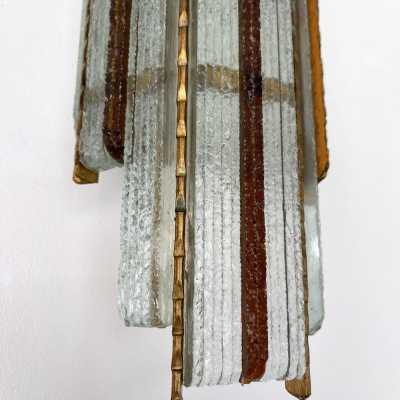 sconces lamp pair wrought iron gilded glass brutalist longobard poliarte italy 1970 biancardi jordan