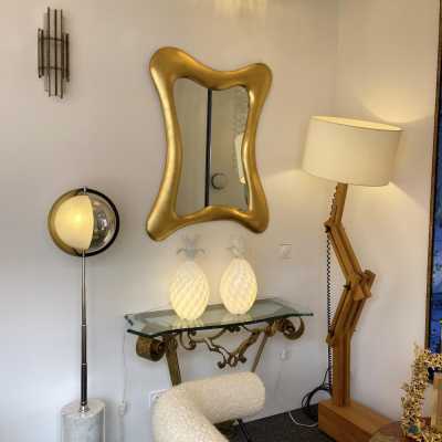 sconces lamp pair wrought iron gilded glass brutalist longobard poliarte italy 1970 biancardi jordan