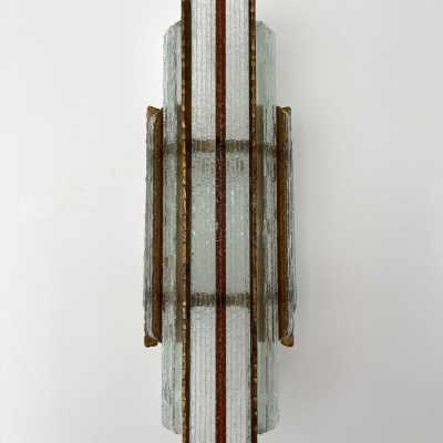 sconces lamp pair wrought iron gilded glass brutalist longobard poliarte italy 1970 biancardi jordan