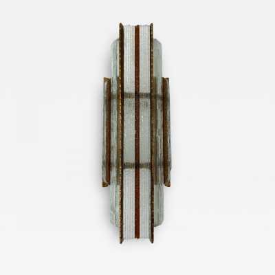 sconces lamp pair wrought iron gilded glass brutalist longobard poliarte italy 1970 biancardi jordan