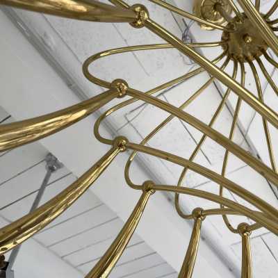 chandelier suspension brass flowers copper italy 1950 1960