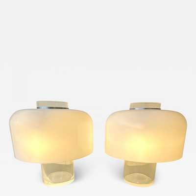 Pair of table lamps or illuminating vase model LT226 in Murano glass and metal by Carlo Nason for Mazzega. Italy 1970. in the style of Venini, Vistosi, La Murrina, Seguso, Aldo Nason, Poliarte, Esperia, Angelo Brotto, Stilnovo, Arteluce, Arredoluce, Artemide, Pierre Cardin, Lumi, Luci, Raak, Angelo Lelii, Francesco Bocola, Superstudio , Enrico Tronconi, Mario Bellini, Harvey Guzzini, Luigi Massoni, Martinelli, Fabio Lenci, Gio Ponti. floor lamp chandelier sconces mid-century modern space age brass