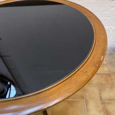 pedestal coffee table wood black opaline glass cesare lacca italy 1960 1950