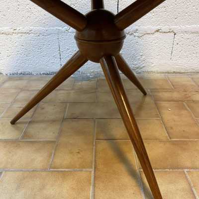 pedestal coffee table wood black opaline glass cesare lacca italy 1960 1950