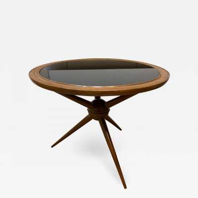 pedestal coffee table wood black opaline glass cesare lacca italy 1960 1950
