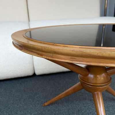 pedestal table wood cesare lacca opaline italy 1960 1950