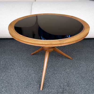 pedestal table wood cesare lacca opaline italy 1960 1950
