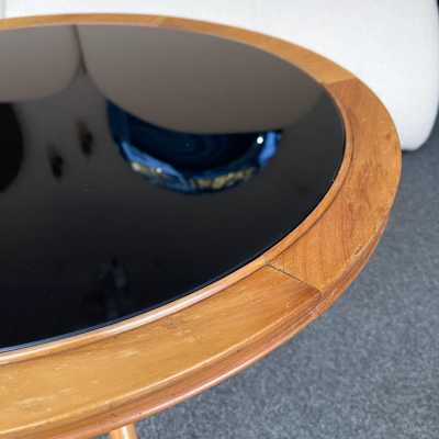 pedestal table wood cesare lacca opaline italy 1960 1950