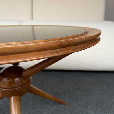 pedestal table wood cesare lacca opaline italy 1960 1950